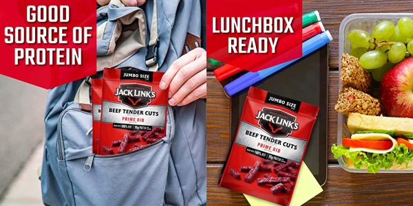 Purchase Jack Link's Tender Cuts, Prime Rib Flavor, 5.6 Oz Sharing-Size Bag Jerky Snack with 10g of Protein and 70 Calories, Made with Premium Beef, 96 Percent Fat Free on Amazon.com