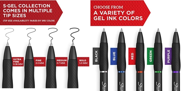 Purchase Sharpie S-Gel, Gel Pens, Medium Point (0.7mm), Black Ink Gel Pen, 12 Count, Black on Amazon.com