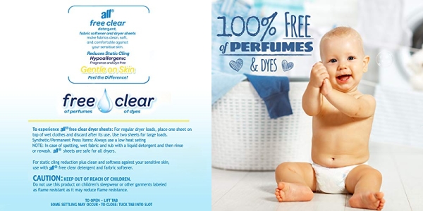 Purchase All Fabric Softener Dryer Sheets for Sensitive Skin, Free Clear, 120 Count on Amazon.com