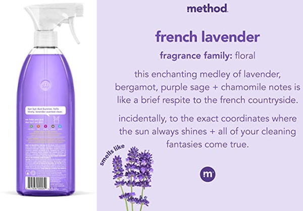 Purchase Method All-Purpose Cleaner Spray, Plant-Based and Biodegradable Formula Perfect for Most Counters, Tiles, Stone, and More, French Lavender, 28 oz Spray Bottles, 4 Pack on Amazon.com