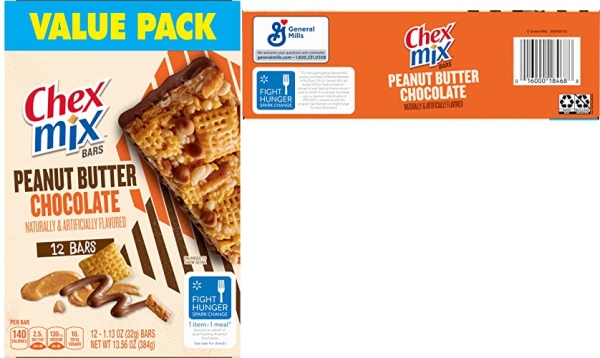 Purchase Chex Mix Snack Bars, Peanut Butter Chocolate, 13.56 oz, 12 Count Box on Amazon.com