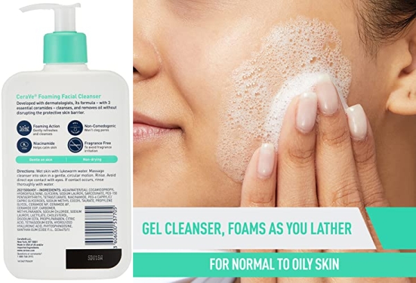 Purchase CeraVe Foaming Facial Cleanser, Daily Face Wash for Oily Skin on Amazon.com