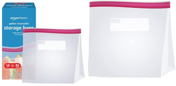 Purchase Amazon Basics Gallon Food Storage Bags, 120 Count on Amazon.com