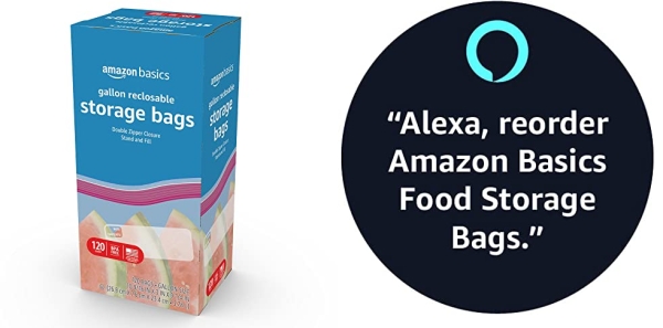 Purchase Amazon Basics Gallon Food Storage Bags, 120 Count on Amazon.com