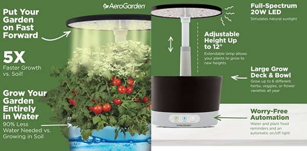 Purchase AeroGarden Harvest 360 with Gourmet Herb Seed Pod Kit - Hydroponic Indoor Garden, Black on Amazon.com