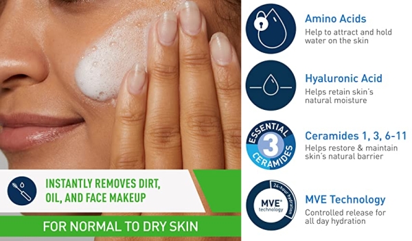 Purchase CeraVe Hydrating Cream-to-Foam Cleanser, Hydrating Makeup Remover and Face Wash With Hyaluronic Acid, Fragrance Free Non-Comedogenic, 19 Fluid Ounce on Amazon.com