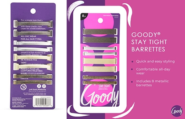 Purchase Goody Hair Barrettes Clips - 8 Count, Assorted Colors - Slideproof and Lock-In Place - Suitable for All Hair Types - Pain-Free Hair Accessories for Men, Women, Boys, and Girls - All Day Comfort on Amazon.com