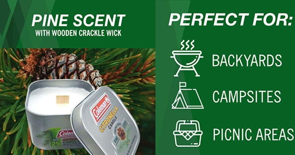 Purchase Coleman Scented Outdoor Citronella Candle with Wooden Crackle Wick - 6 oz on Amazon.com