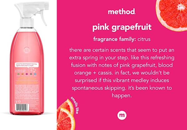 Purchase Method All-Purpose Cleaner Spray, Plant-Based and Biodegradable Formula Perfect for Most Counters, Tiles, Stone, and More, Pink Grapefruit, 28 oz Spray Bottles, 4 Pack on Amazon.com