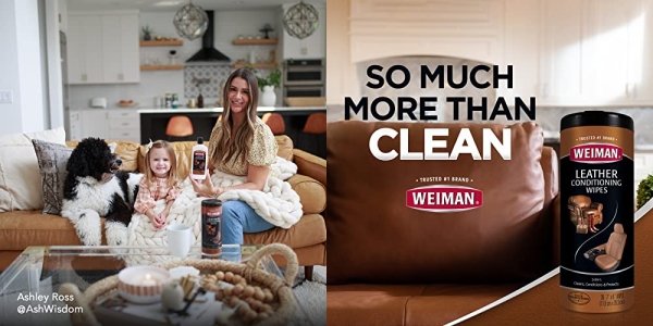 Purchase Weiman Leather Cleaner & Conditioner Wipes With UV Protection, Prevent Cracking Or Fading Of Leather Couches, Car Seats, Shoes, Purses - 30 ct on Amazon.com