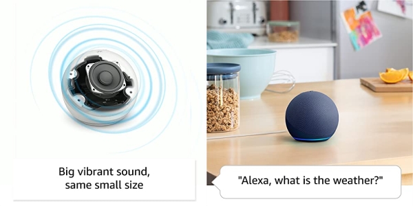 Purchase All-New Echo Dot (5th Gen, 2022 release), With bigger vibrant sound, helpful routines and Alexa, Charcoal on Amazon.com