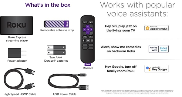 Purchase Roku Express HD Streaming Media Player with High Speed HDMI Cable and Simple Remote on Amazon.com