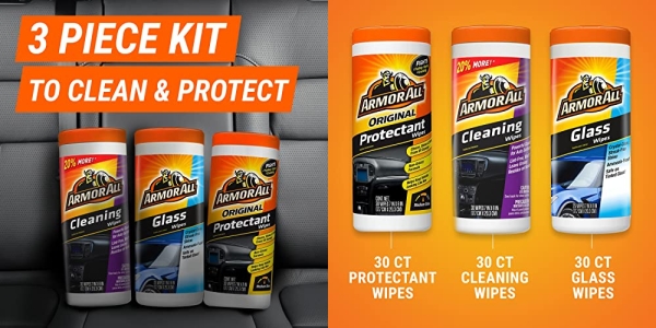 Purchase Car Wipes by Armor All Variety Pack, Protectant Wipes, Cleaning Wipes and Glass Wipes, 30 Count Each, 3 Pack on Amazon.com