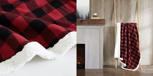 Purchase Eddie Bauer - Throw Blanket, Reversible Sherpa Fleece Bedding, Buffalo Plaid Home Decor for All Seasons (Red Check, Throw) on Amazon.com