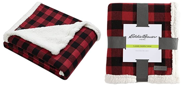 Purchase Eddie Bauer - Throw Blanket, Reversible Sherpa Fleece Bedding, Buffalo Plaid Home Decor for All Seasons (Red Check, Throw) on Amazon.com