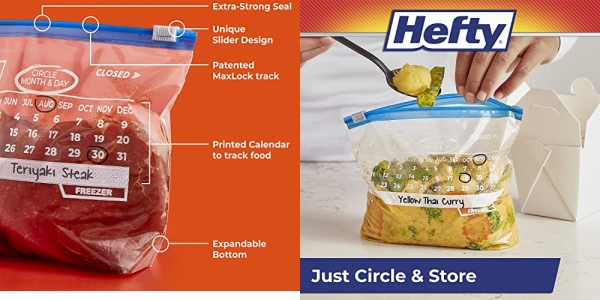 Purchase Hefty Slider Freezer Calendar Bags, Quart Size, 140 Count on Amazon.com