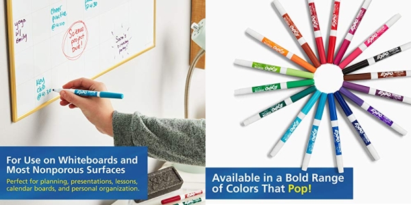 Purchase EXPO Dry Erase Markers, Whiteboard Markers with Low Odor Ink, Fine Tip, Assorted Vibrant Colors, 36 Count on Amazon.com