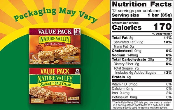 Purchase Nature Valley Granola Bars, Sweet and Salty Nut, Peanut, 1.2 oz, 12 ct on Amazon.com