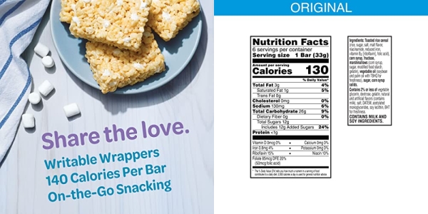 Purchase Rice Krispies Treats Homestyle Marshmallow Snack Bars, Kids Snacks, School Lunch, Original(6 Boxes, 36 Bars) on Amazon.com