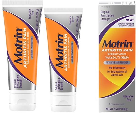 Purchase Motrin Arthritis Pain Relief Diclofenac Sodium Topical Gel 1%, Anti-Inflammatory Cream for Arthritis Pain in Hands, Wrists, Elbows, Knees, Feet & Ankles, NSAID Pain Relief Gel, 3.53 Oz on Amazon.com