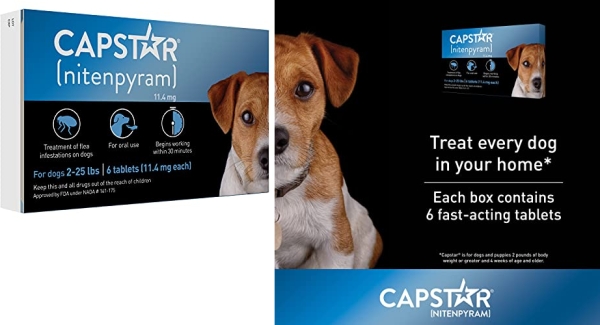 Purchase CAPSTAR (nitenpyram) Oral Flea Treatment for Dogs, Fast Acting Tablets Start Killing Fleas in 30 Minutes, Small Dogs (2-25 lbs), 6 Doses on Amazon.com