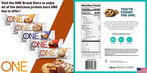 Purchase ONE Protein Bars, Chocolate Chip Cookie Dough, 2.12 oz (12 Pack) on Amazon.com