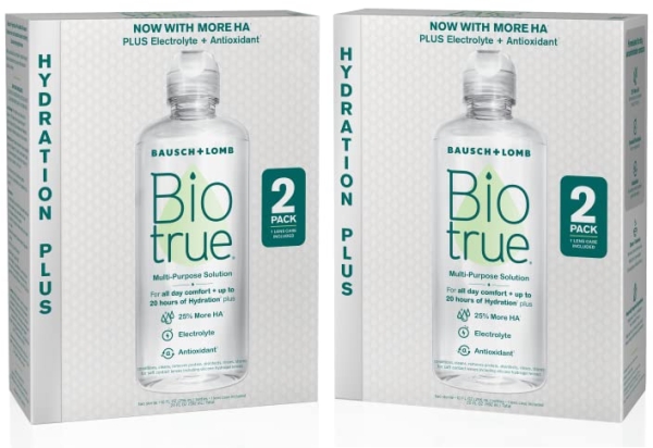 Purchase Biotrue Hydration Plus Contact Lens Solution, Multi-Purpose Solution for Soft Contact Lenses, Lens Case Included, 10 Fl Oz (Pack of 2) on Amazon.com