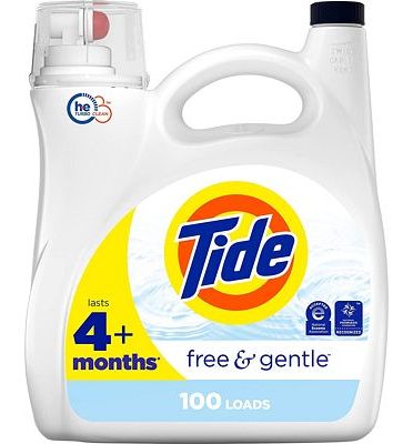 Purchase Tide Free & Gentle Liquid Laundry Detergent, 100 loads, 146 fl oz, HE Compatible at Amazon.com