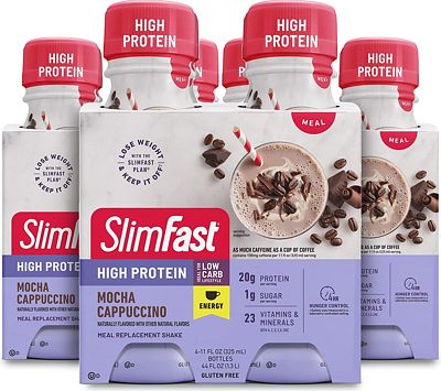 Purchase SlimFast Advanced Energy High Protein Meal Replacement Shake, Mocha Cappuccino, 20g of Ready to Drink Protein with Caffeine, 4 Count (Pack of 3) at Amazon.com