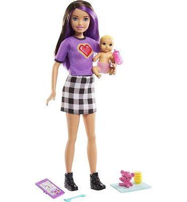 Purchase Barbie Babysitters Inc. Doll & Accessories Set with 9-in Brunette Skipper Doll, Baby Doll & 4 Storytelling Pieces at Amazon.com