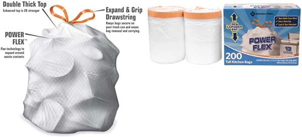 Purchase Member's Mark Power Flex Tall Kitchen Drawstring Bags, 200 Count on Amazon.com