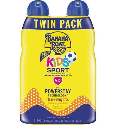 Purchase Banana Boat Kids Sport Sunscreen Spray, Sting-Free, Tear-Free, Reef Friendly, Broad Spectrum, SPF 50, 6oz. - Twin Pack at Amazon.com