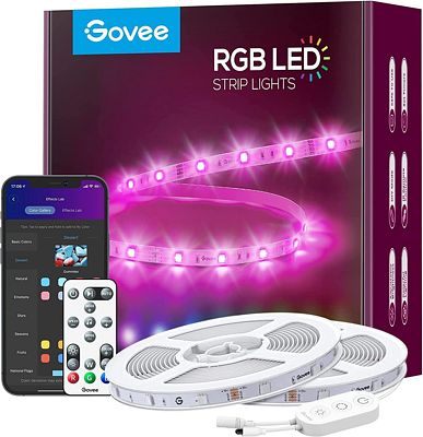 Purchase Govee Smart LED Strip Lights with App Control, 64 Scenes and Music Sync, Work with Alexa and Google Assistant, 2 Rolls of 25ft at Amazon.com