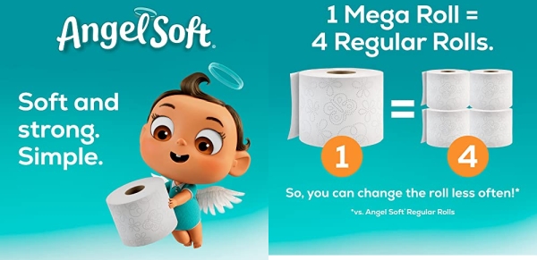 Purchase Angel Soft Toilet Paper, 16 Mega Rolls = 64 Regular Rolls, 2-Ply Bath Tissue on Amazon.com