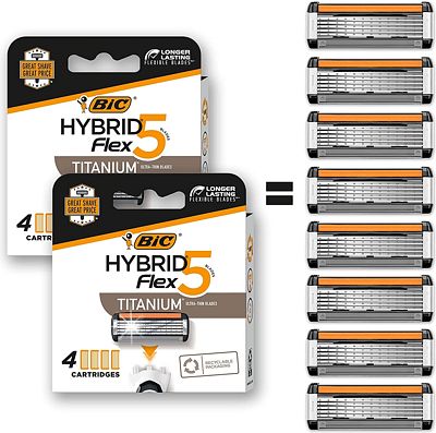 Purchase BIC Hybrid Flex 5 Disposable Razor Cartridges for Men, 5 blade razors, 8 total cartridges at Amazon.com