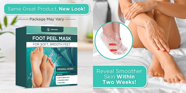Purchase DERMORA Foot Peel Mask - 2 Pack of Regular Skin Exfoliating Foot Masks for Dry, Cracked Feet, Callus, Dead Skin Remover - Feet Peeling Mask for Soft Baby Feet, Original Scent on Amazon.com