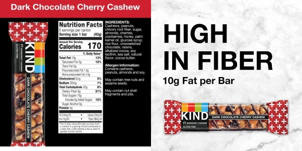 Purchase KIND Bars, Dark Chocolate Cherry Cashew + Antioxidants, Gluten Free, 1.4 Ounce Bars, 24 Count on Amazon.com