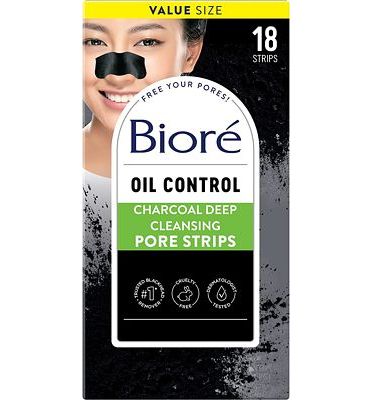 Purchase Bior Charcoal, Deep Cleansing Pore Strips, Nose Strips for Blackhead Removal on Oily Skin, with Instant Pore Unclogging, features Natural Charcoal, See 3x Less Oil, 18 Count at Amazon.com