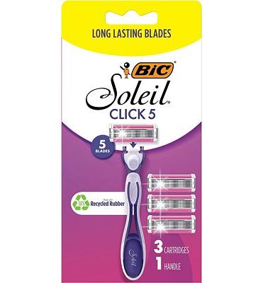 Purchase BIC Click 5 Soleil Women's Disposable Razors, 5 Blades With a Moisture Strip For a Smoother Shave, 1 Handle and 3 Cartridges, 4 Piece Razor Set at Amazon.com