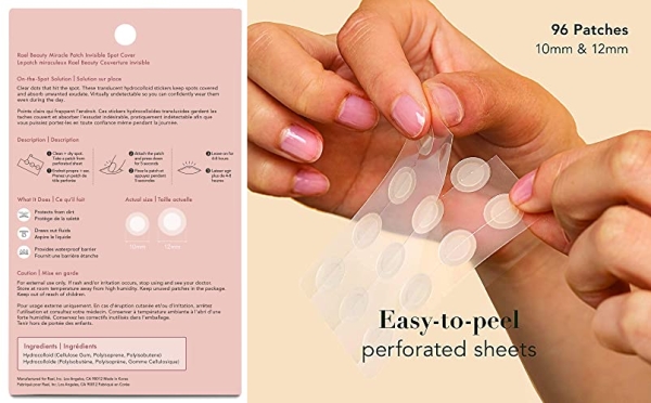 Purchase Rael Miracle Invisible Spot Cover - Hydrocolloid, Acne Pimple Absorbing Cover, Blemish Spot, Skin Care, Facial Stickers, 2 Sizes (96 Count) on Amazon.com