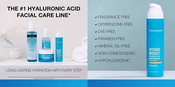 Purchase Neutrogena Hydro Boost Hyaluronic Acid Facial Moisturizer with Broad Spectrum SPF 50, Fragrance-Free, 1.7 fl. oz on Amazon.com