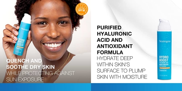 Purchase Neutrogena Hydro Boost Hyaluronic Acid Facial Moisturizer with Broad Spectrum SPF 50, Fragrance-Free, 1.7 fl. oz on Amazon.com
