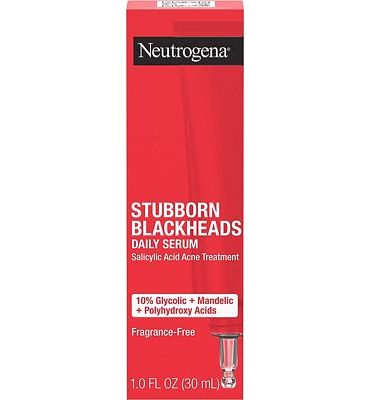 Purchase Neutrogena Stubborn Blackheads Daily Acne Facial Serum with Salicylic, Glycolic, Polyhydroxy & Mandelic Acids, Oil-Free Face Serum for Acne-Prone Skin to Help Clear Clogged Pores, 1 fl. oz at Amazon.com