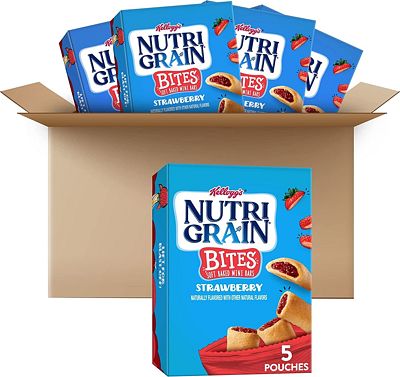 Purchase Nutri-Grain Bites Mini Breakfast Bars, Made with Whole Grains, Kids Lunch Snacks, Strawberry (5 Boxes, 25 Pouches) at Amazon.com