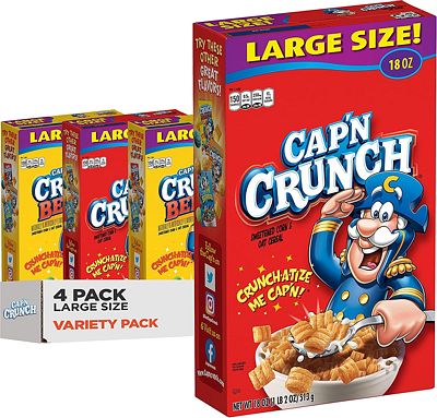 Purchase Cap'n Crunch Cereal, Original & Crunch Berries Variety Pack, Large Size Boxes, (4 Pack) at Amazon.com