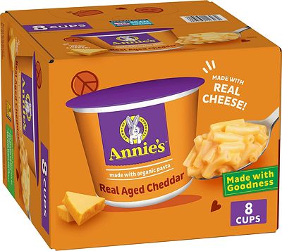 Purchase Annie's Real Aged Cheddar Microwave Mac & Cheese with Organic Pasta, 8 Ct, 2.01 OZ Cups at Amazon.com