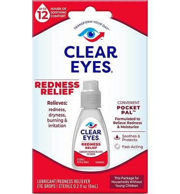 Purchase Clear Eyes Redness Eye Relief Eye Drops, Relieves Redness & Calms Irritation, 0.2 Fl Oz at Amazon.com