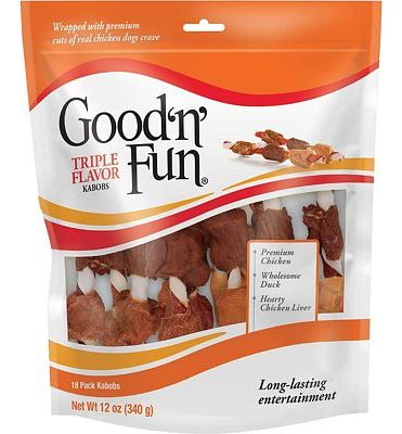 Purchase Good 'n' Fun Triple Flavor Kabobs 18 Count, Rawhide Snack For All Dogs at Amazon.com