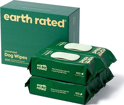 Purchase Earth Rated Dog Wipes, Thick Plant Based Grooming Wipes For Easy Use on Paws, Body and Bum, Unscented, 400 Count at Amazon.com