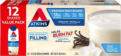 Purchase Atkins Creamy Protein-Rich Shake With High Protein, Vanilla, 11 Fl Oz (Pack of 12) at Amazon.com